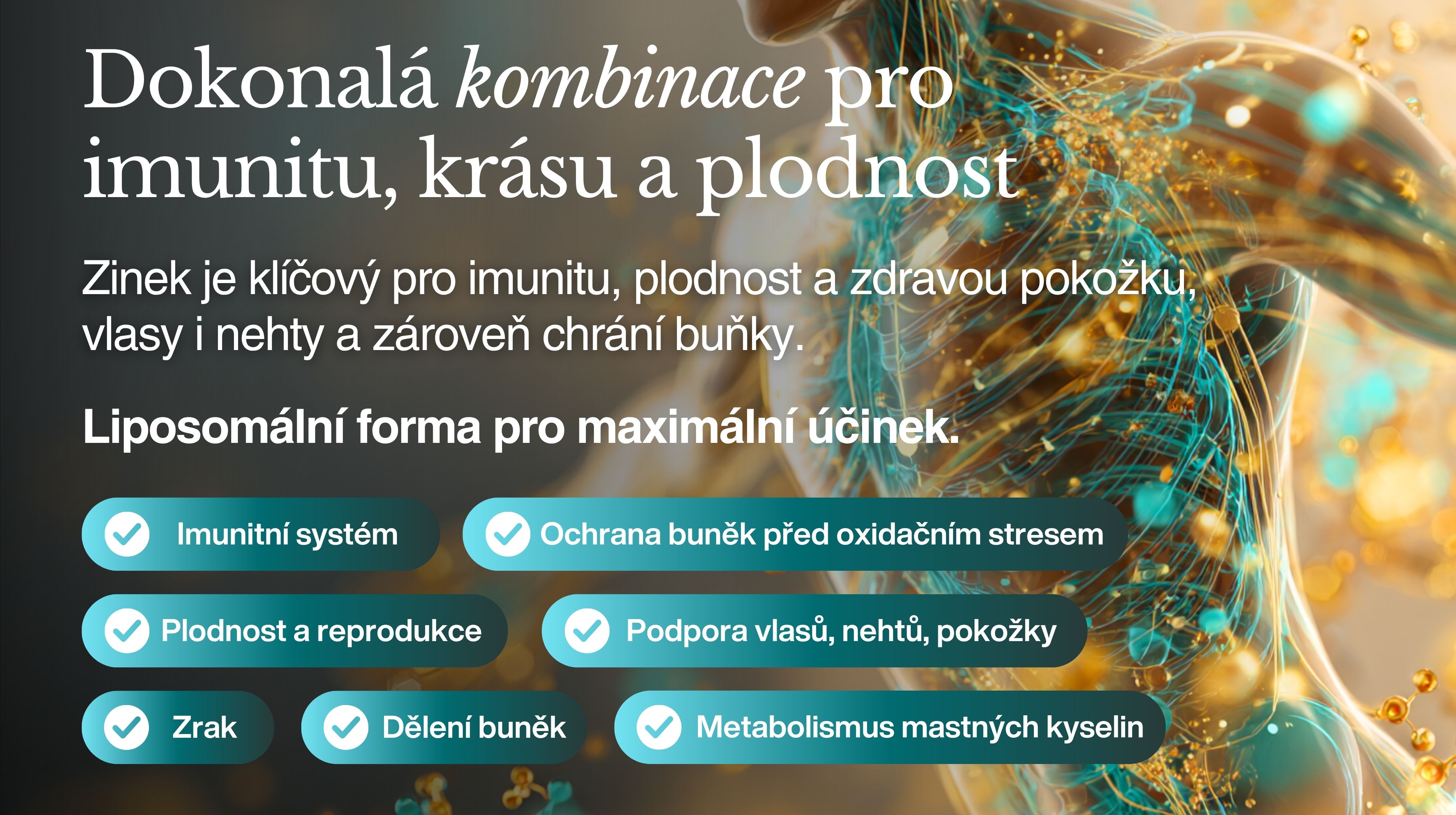 PREMIUM Liposomální Komplex Zinek bisglycinát 178 mg, selen, měď, přírodní quercetin, 60 kapslí -2